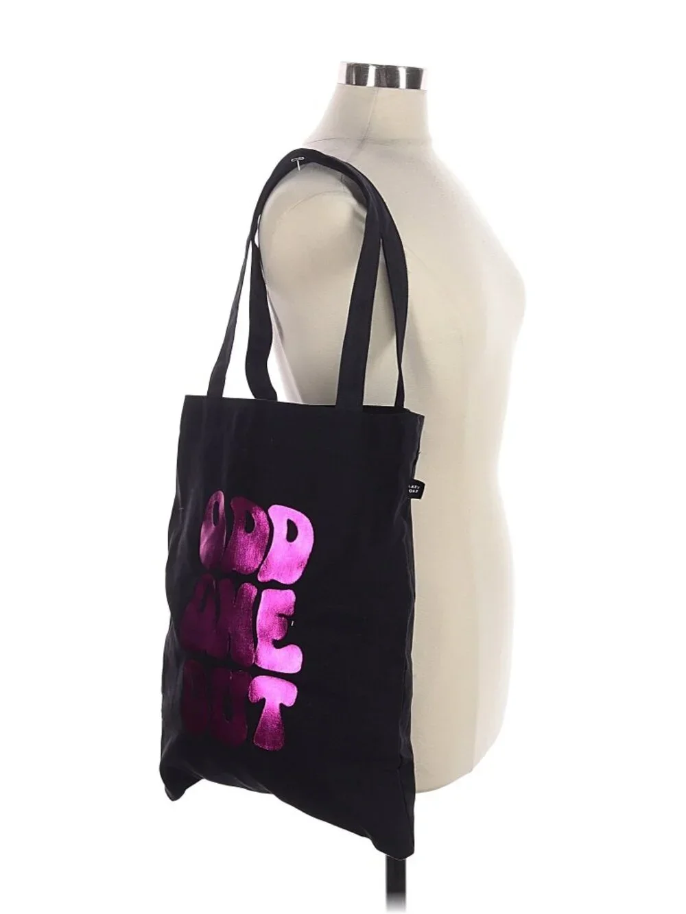 LAZY OAF Odd One Out black tote bag w/pink foil print - Picture 4 of 6